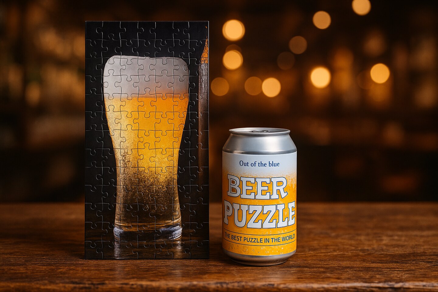 Bierpuzzel van 102 stukjes in een blik